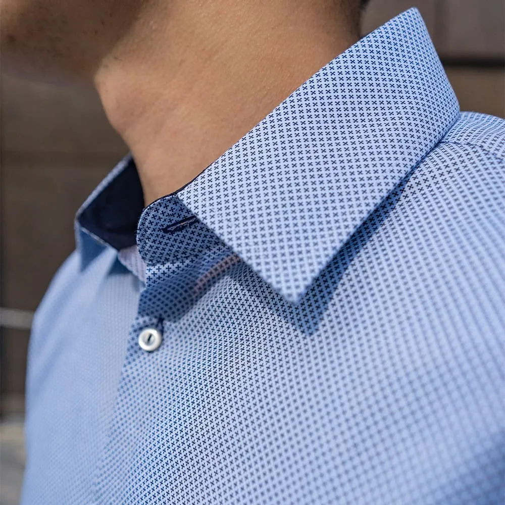 Dark Blue Printed Dress Shirt | The No. 10