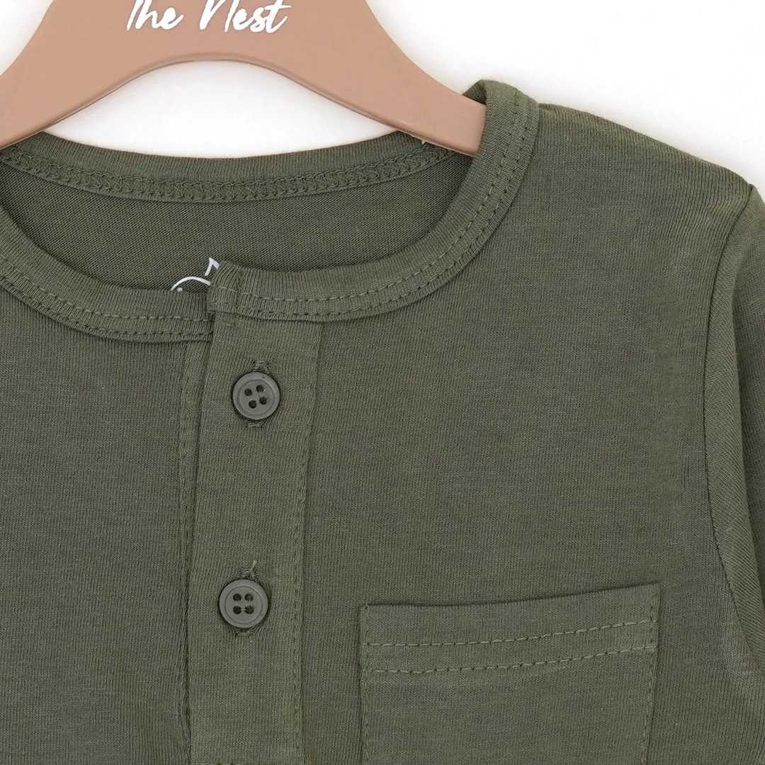 Dark Green Baby Shirt with Pocket