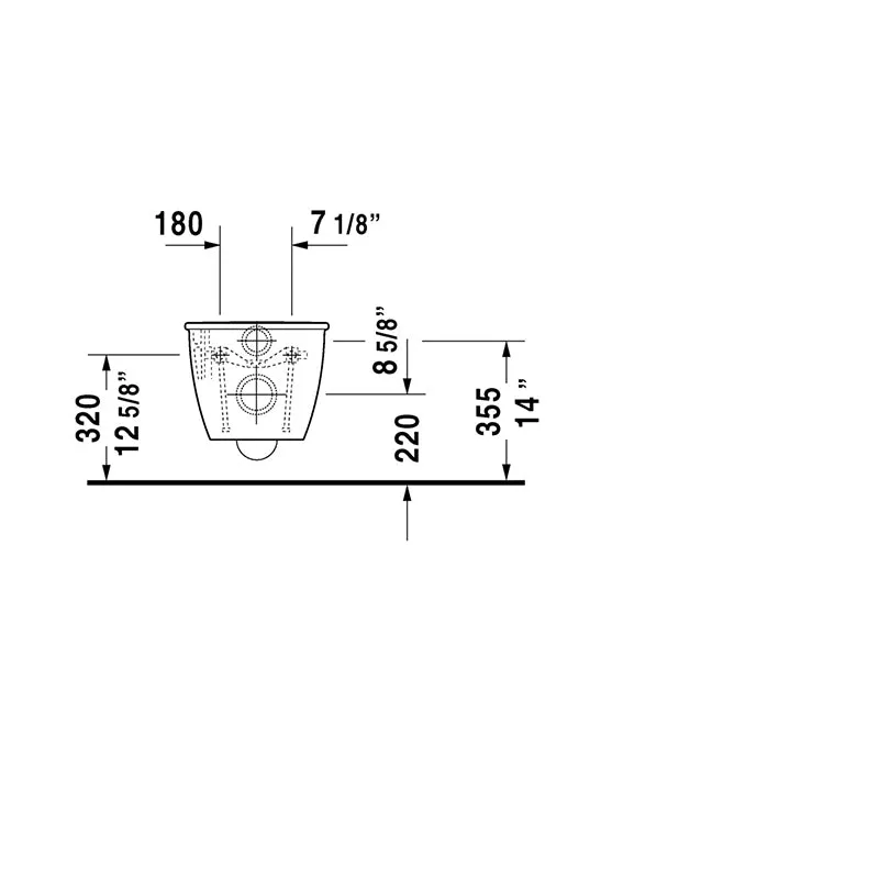 Darling New 21.25" Round 1.6 gpf & 0.8 gpf Dual-Flush Wall Mount Toilet in White