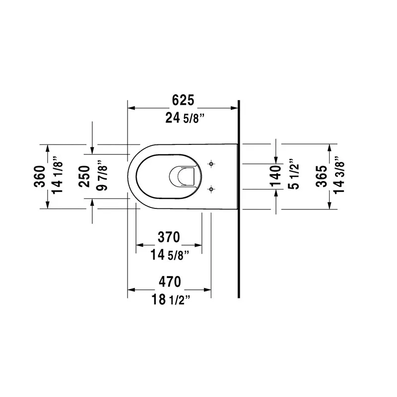 Darling New 24.63" Elongated 1.6 gpf & 0.8 gpf Dual-Flush Wall Mount Toilet in White