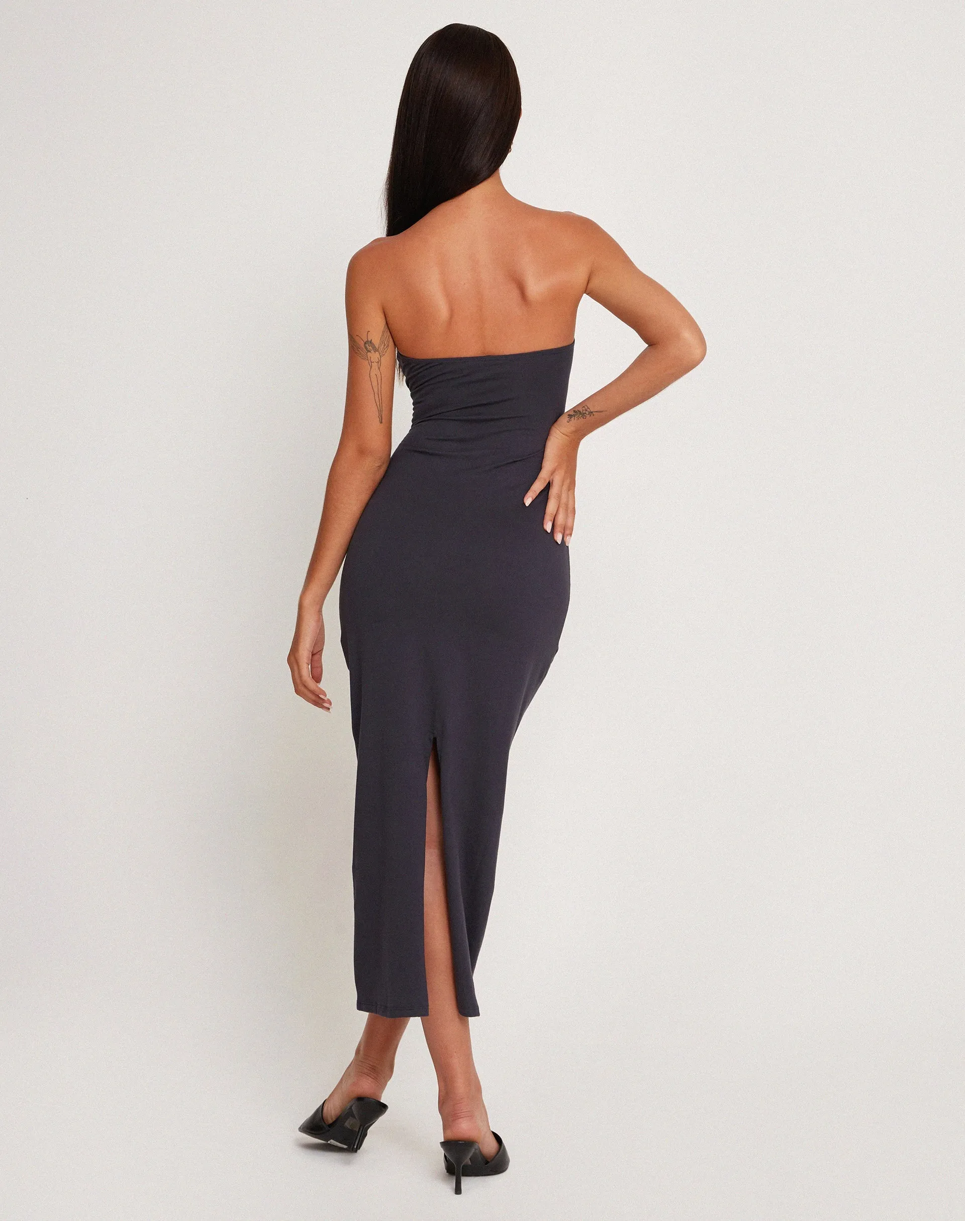 Dayuna Bandeau Midi Dress in Ocean Storm