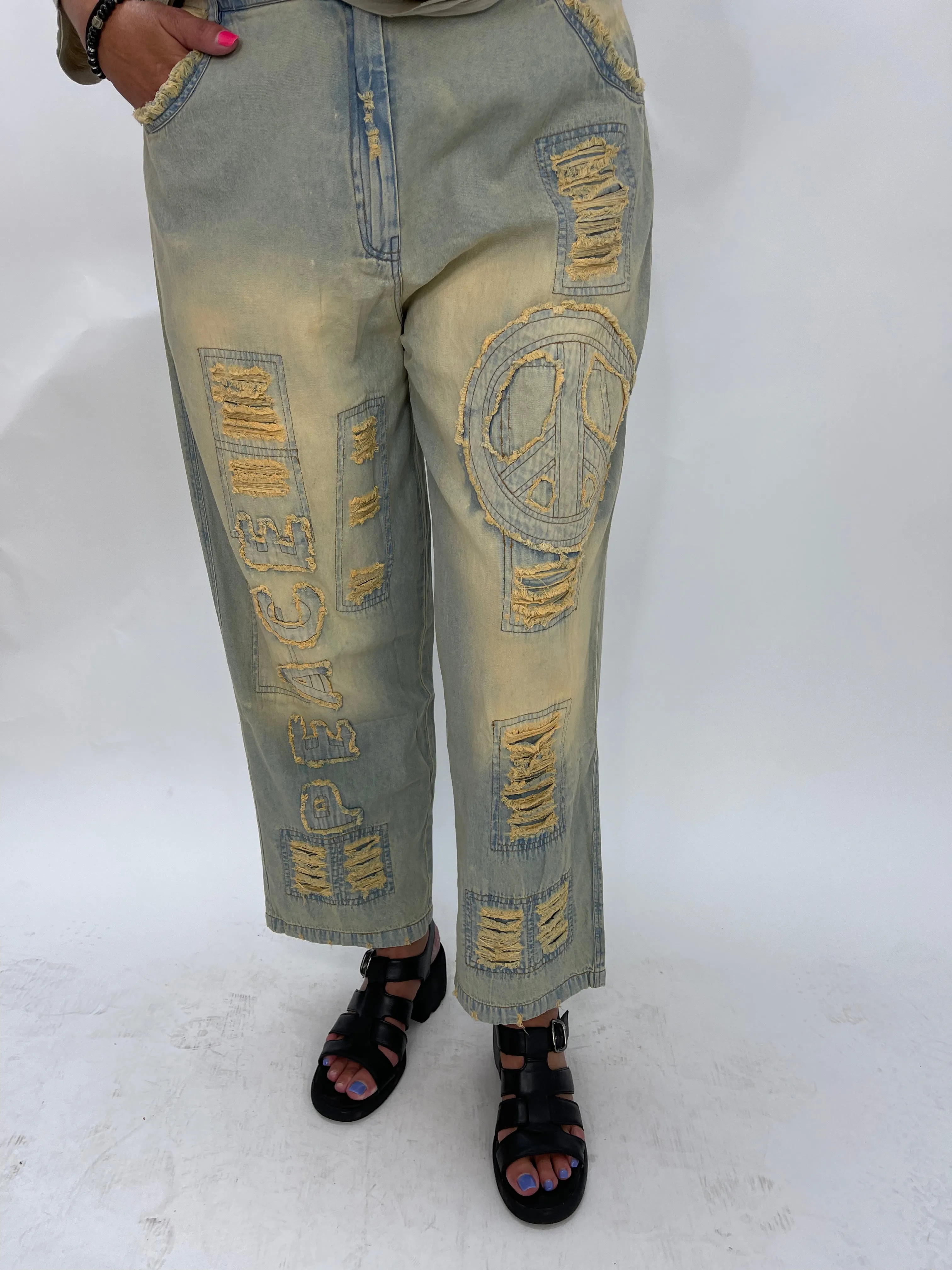 Distressed Peace Vintage Jeans