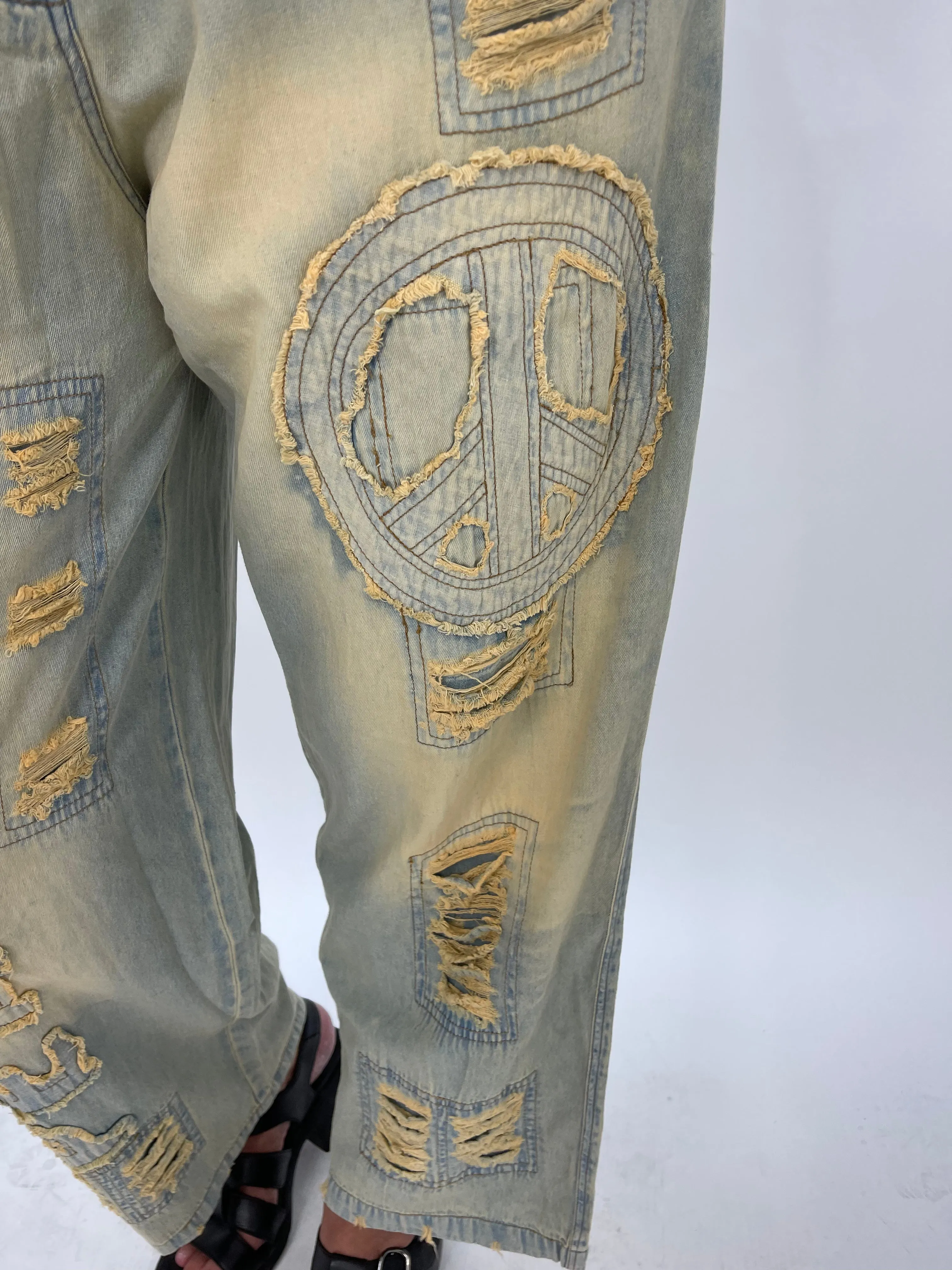 Distressed Peace Vintage Jeans