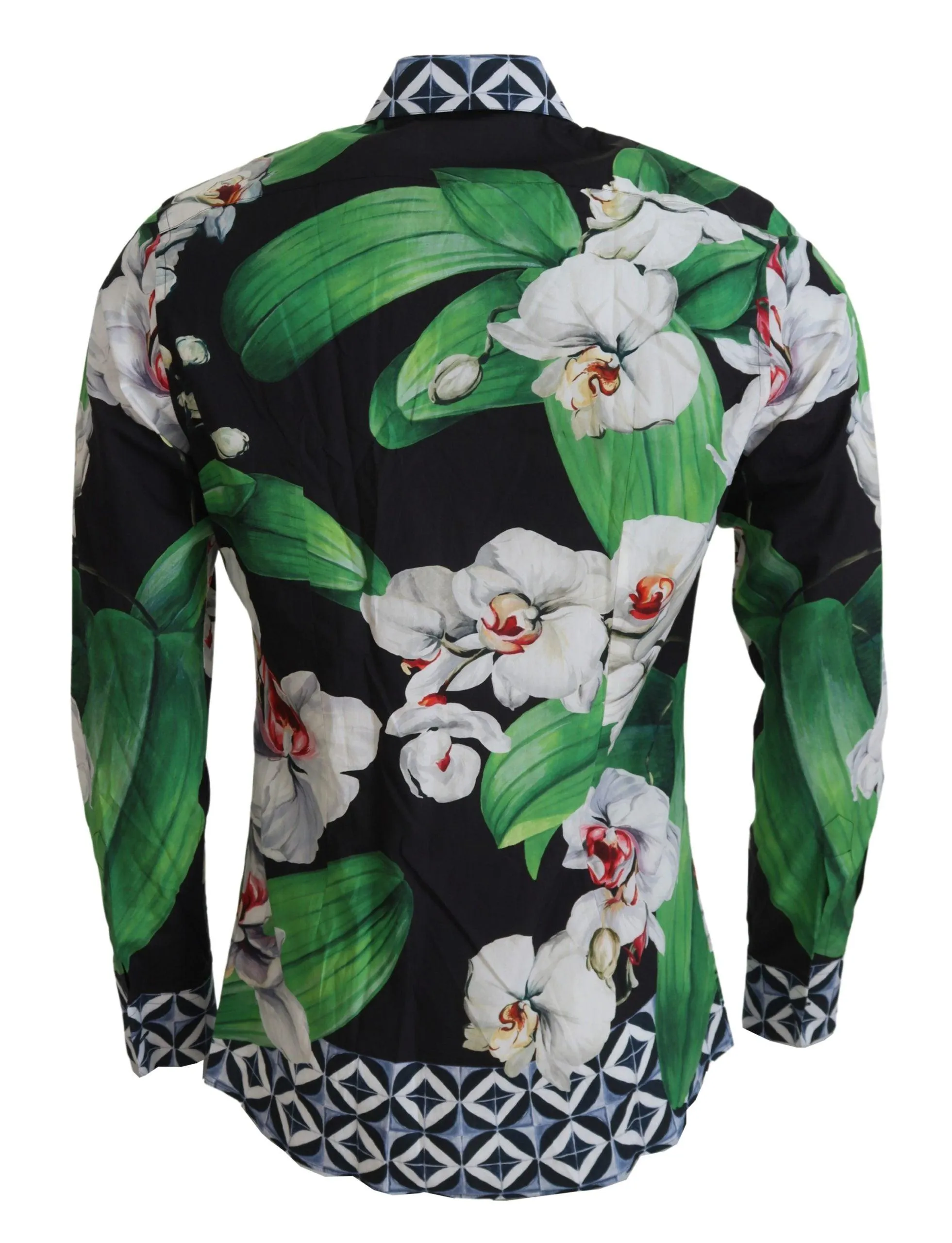 Dolce & Gabbana Men's Multicolor Floral Slim Gold Formal Shirt