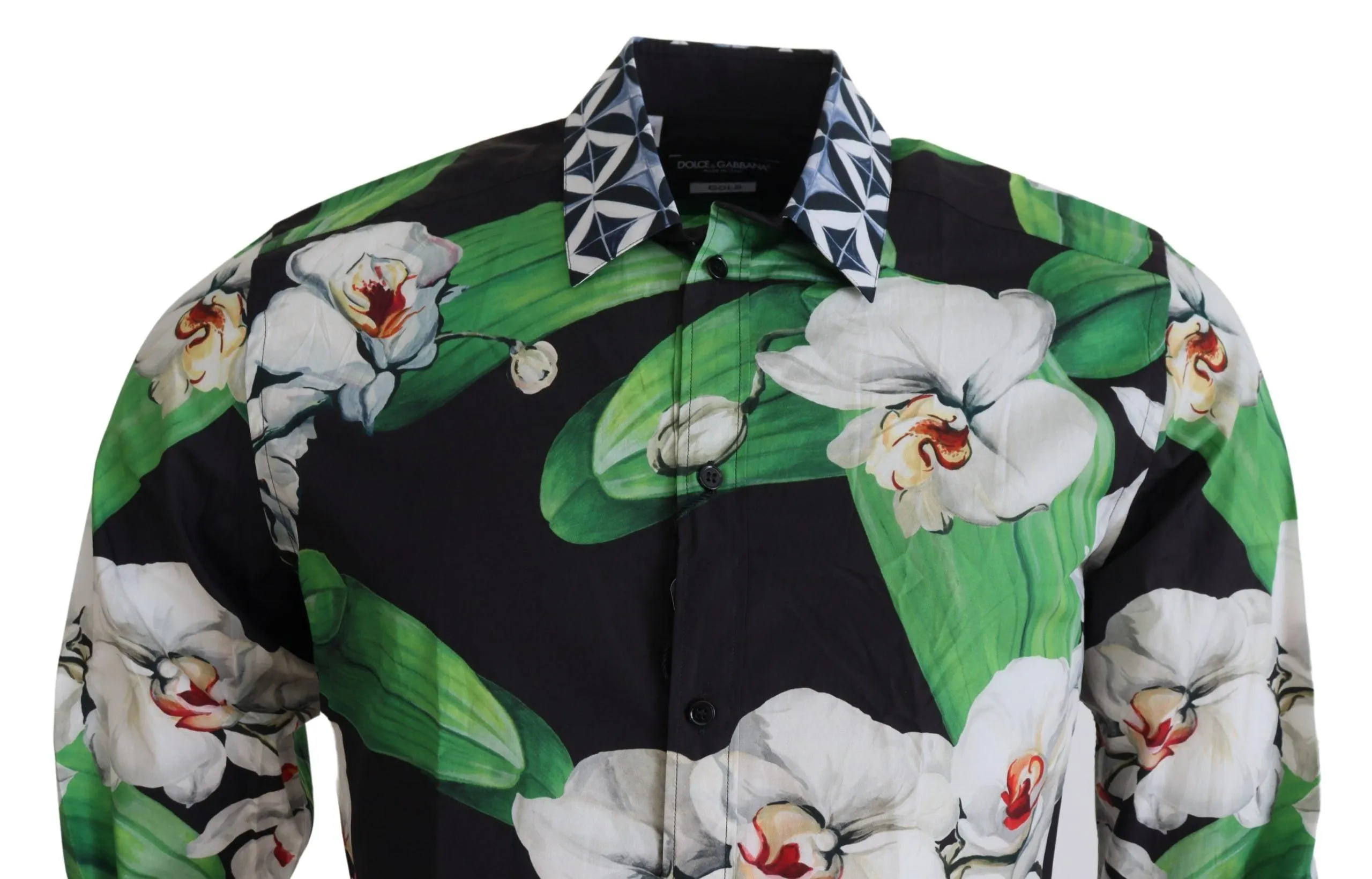 Dolce & Gabbana Men's Multicolor Floral Slim Gold Formal Shirt