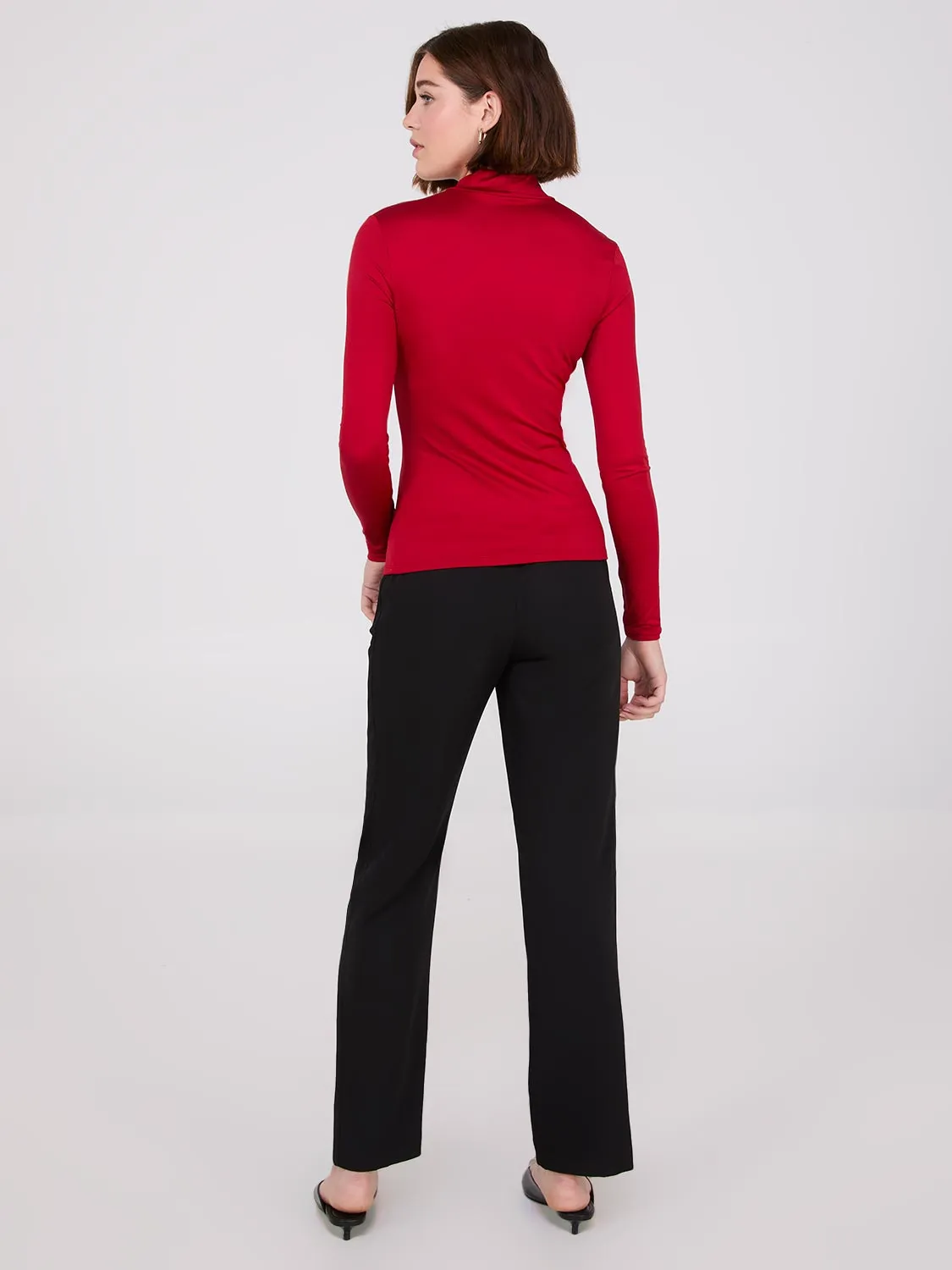 Double Layer Mock Neck Long Sleeve Top