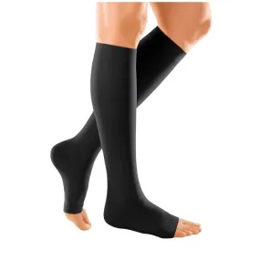 Duomed Soft Class 2 Below Knee Compression Stockings Open Toe Black M