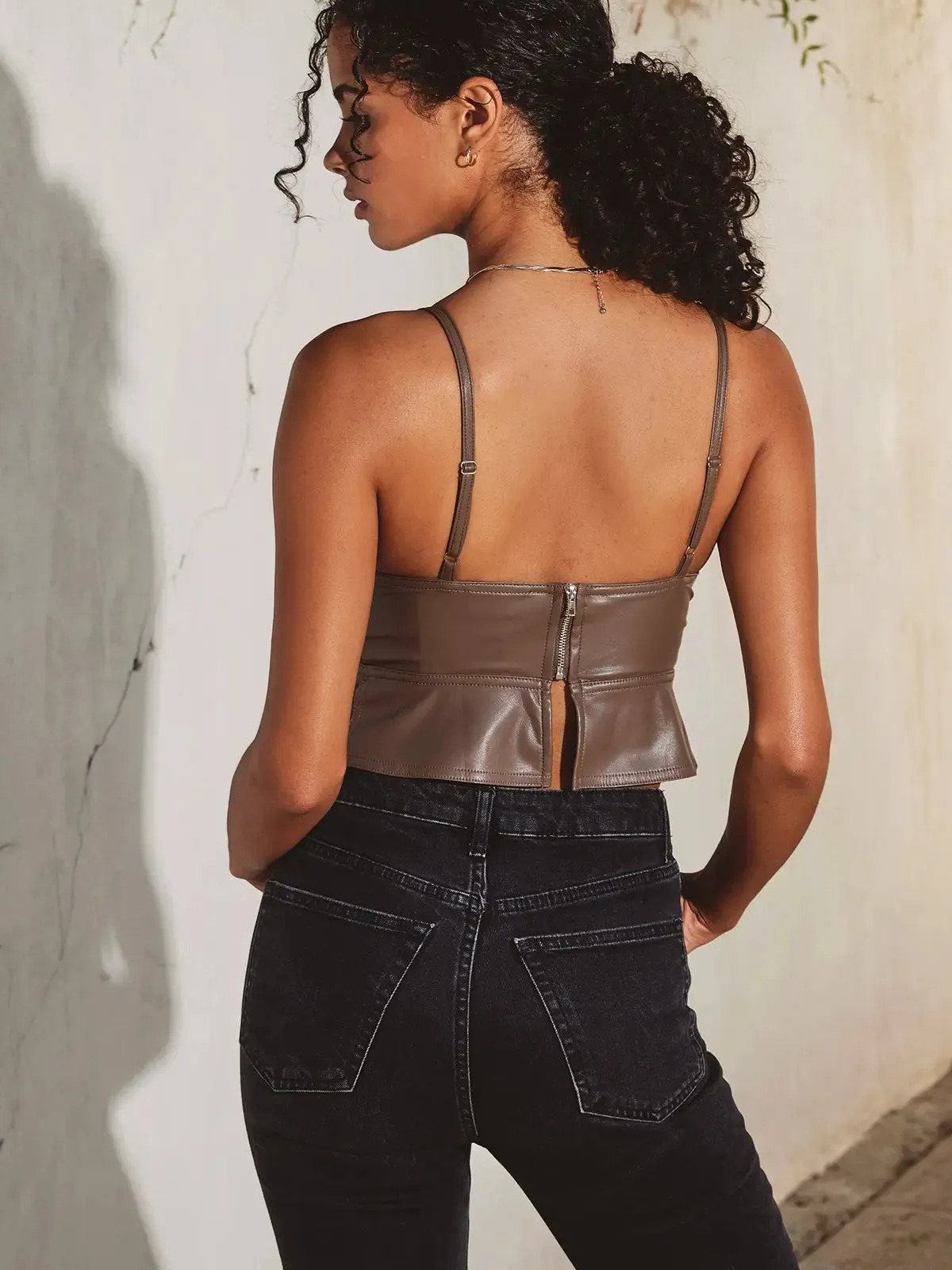 Faux Leather Cami Top