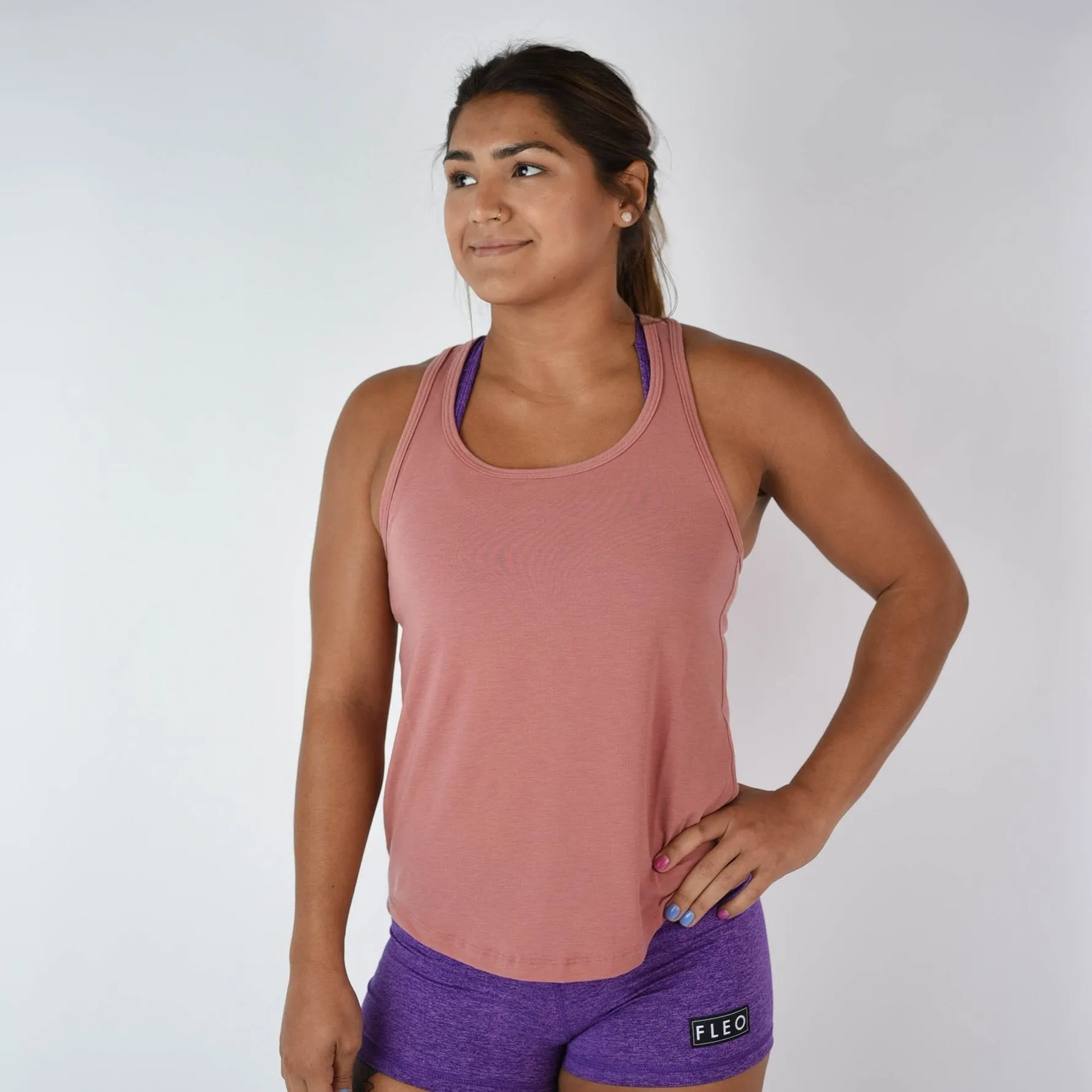 FLEO Elevate Racerback Tank - Withered Rose