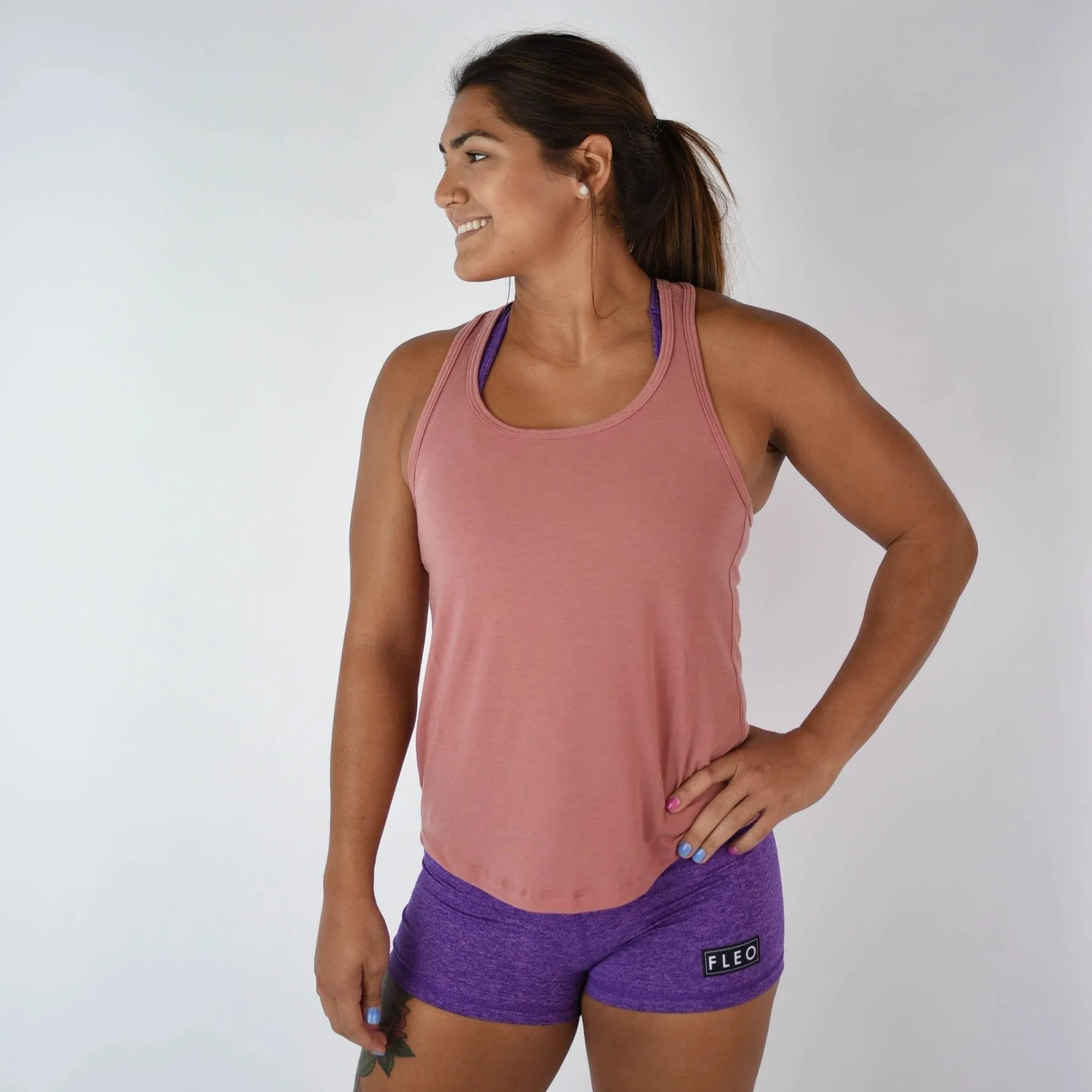 FLEO Elevate Racerback Tank - Withered Rose