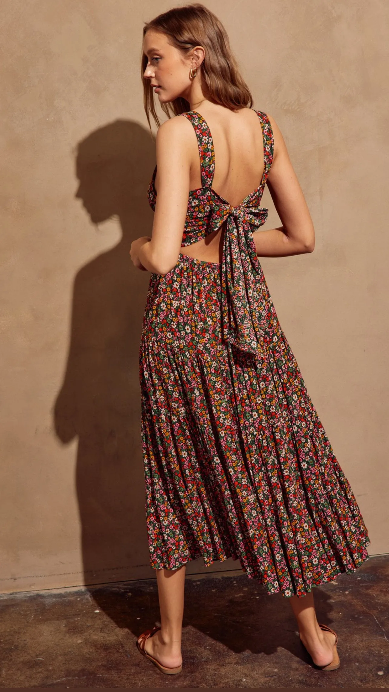 Floral Back Tie Dress