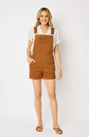 Garment Dyed Destroy Cuffed Overall Shorts