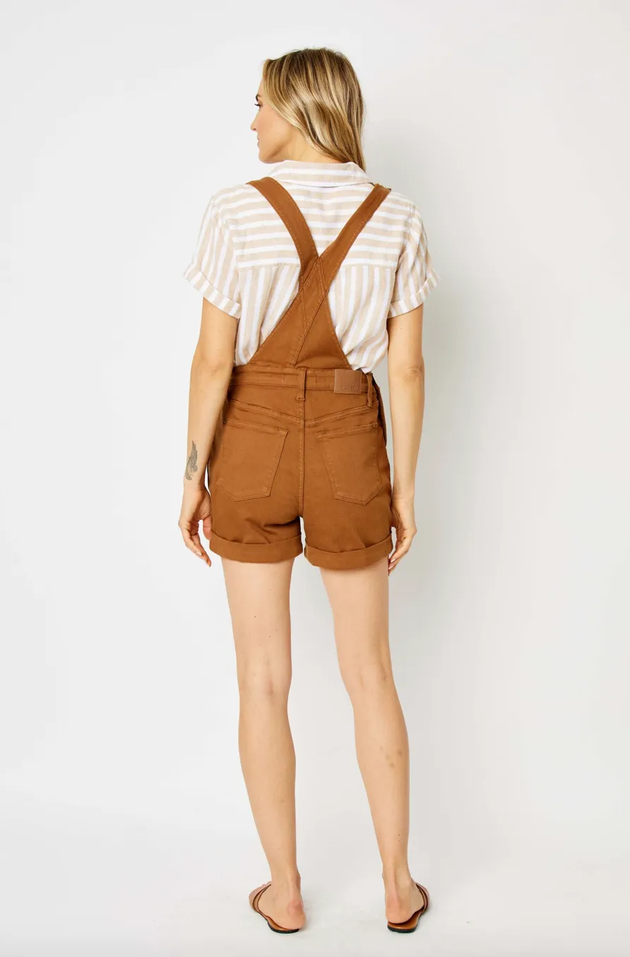 Garment Dyed Destroy Cuffed Overall Shorts