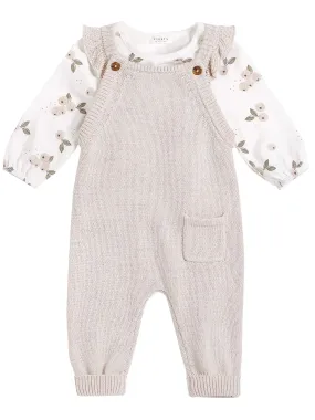 Gooseberry Print and Crème Knit Overall Set | Petit Lem