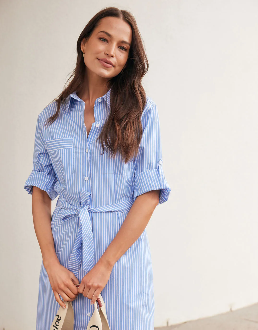 Hayley Shirt Dress - Blue/White Stripe