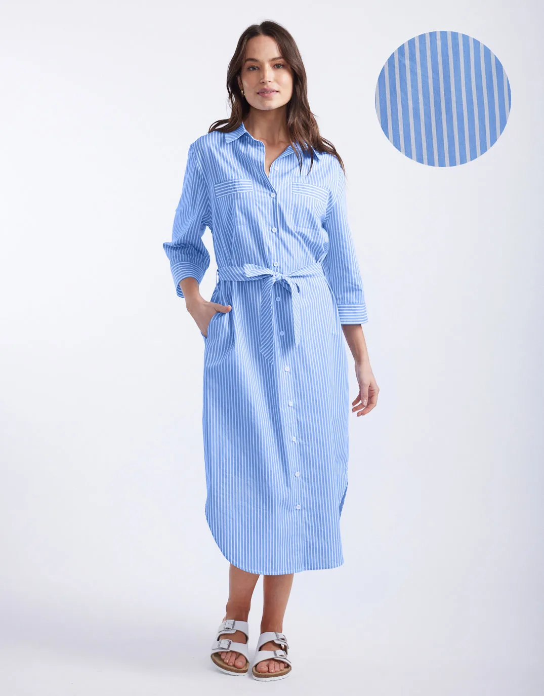 Hayley Shirt Dress - Blue/White Stripe