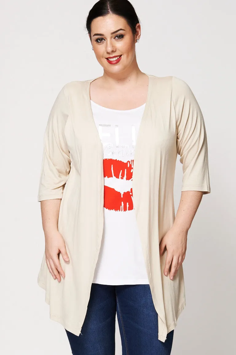 Hello Beautiful Kiss Print Mock Top and Cardigan