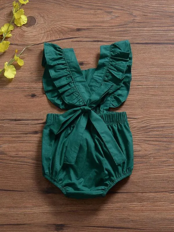 High Quality Jumpsuit Solid Color Ruffle Bodysuit Romper