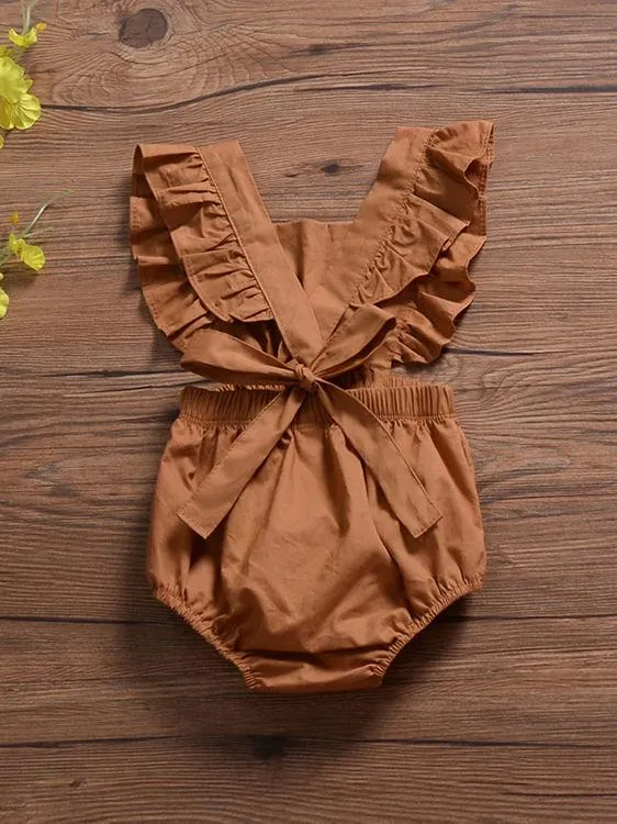 High Quality Jumpsuit Solid Color Ruffle Bodysuit Romper