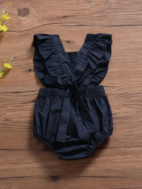 High Quality Jumpsuit Solid Color Ruffle Bodysuit Romper