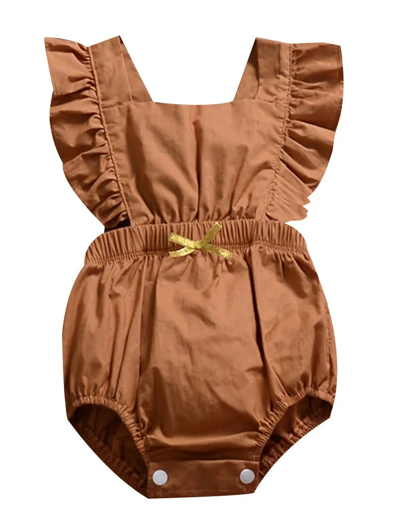 High Quality Jumpsuit Solid Color Ruffle Bodysuit Romper