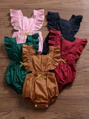 High Quality Jumpsuit Solid Color Ruffle Bodysuit Romper