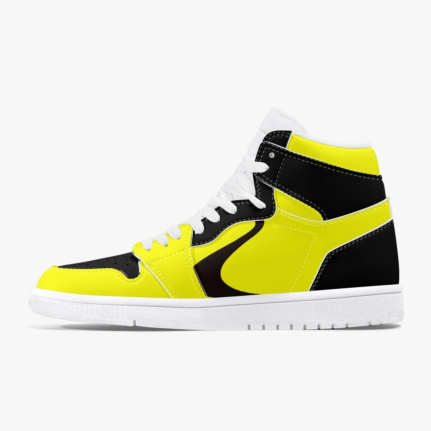 High-Top Leather Sneakers - Yellow and Black