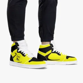 High-Top Leather Sneakers - Yellow and Black