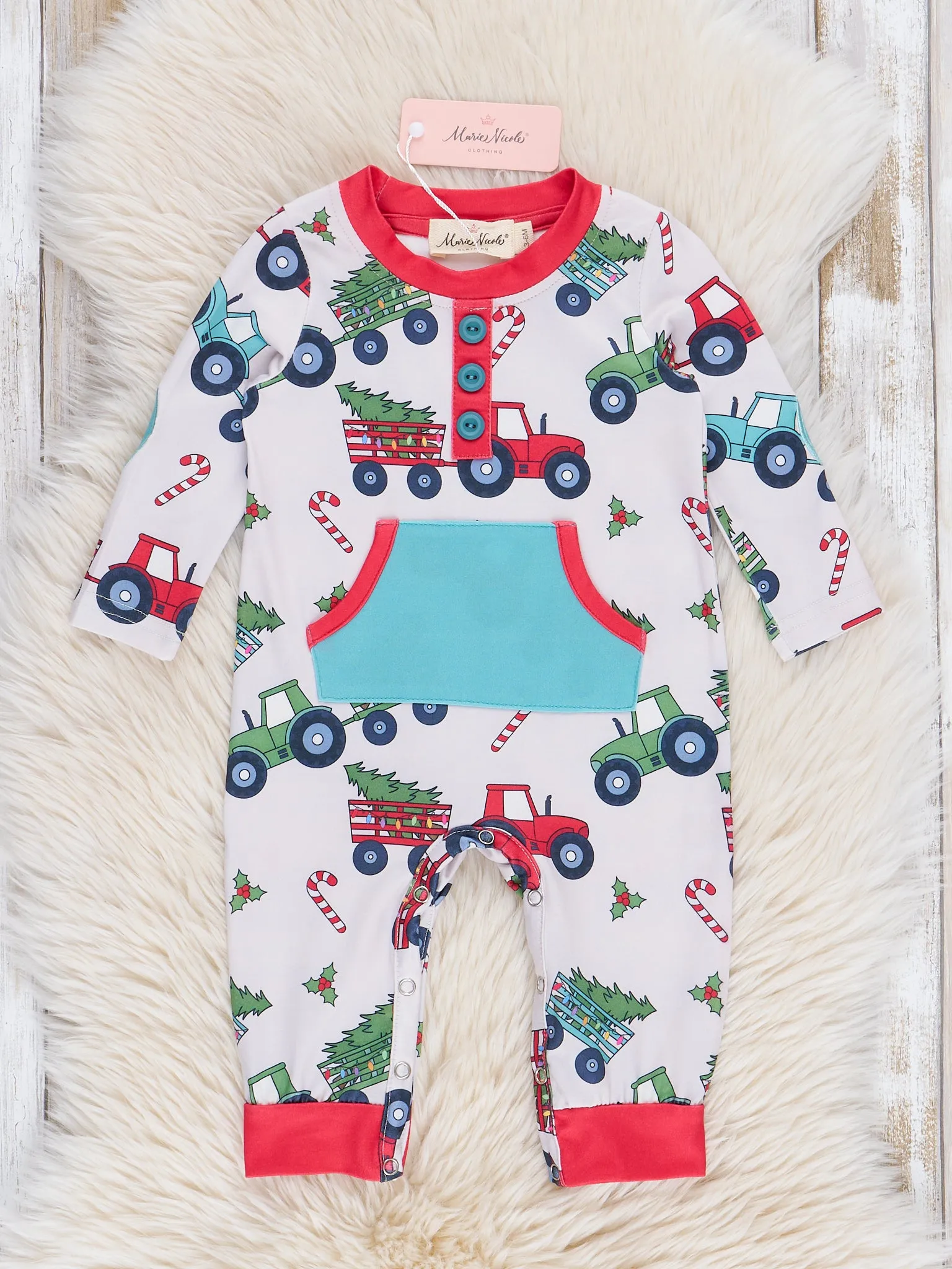 Holiday Trucks Pocket Romper