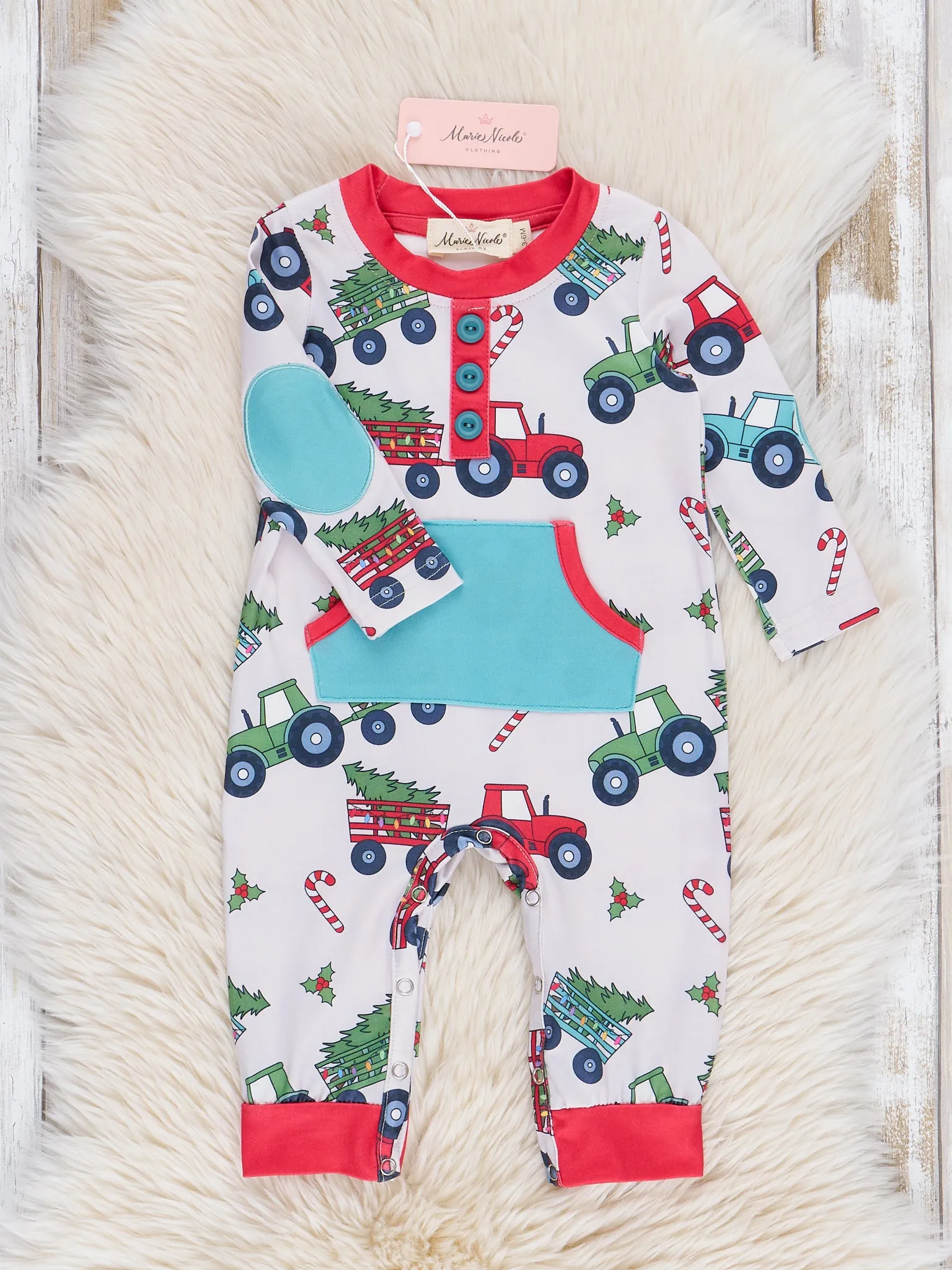 Holiday Trucks Pocket Romper