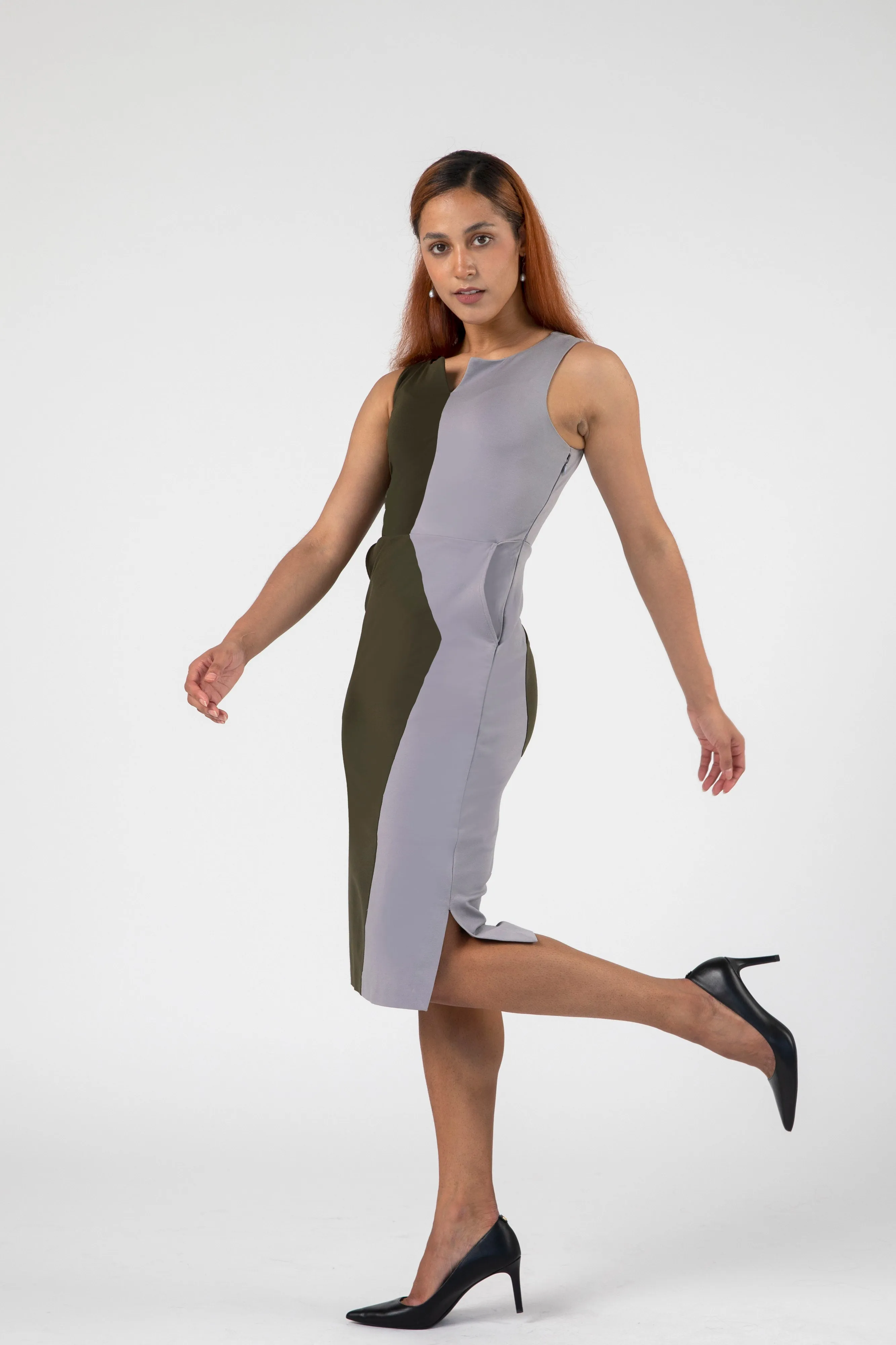 Iconic Asymmetric Colorblock Sheath Dress