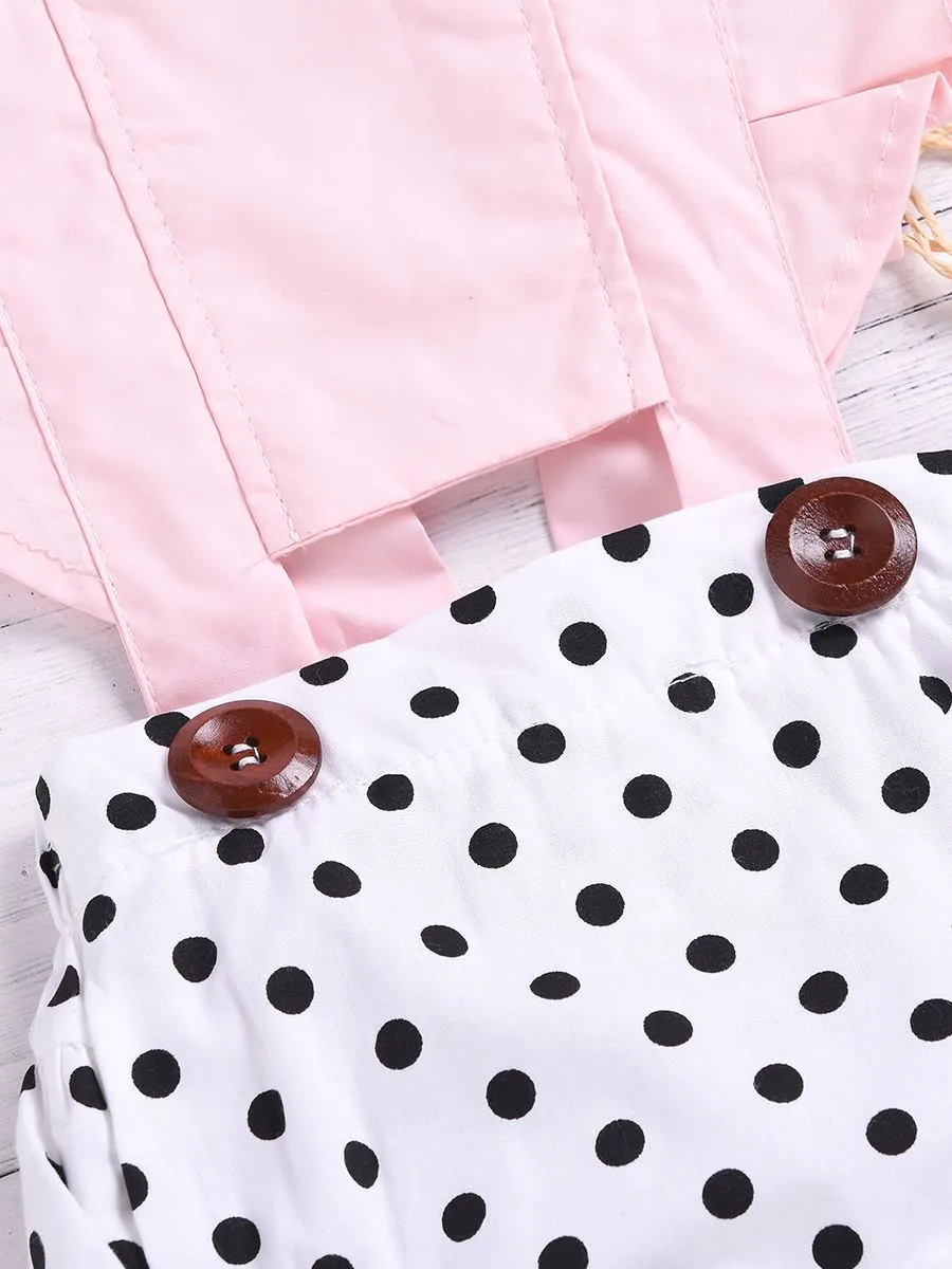 Infant Girl Frilled Polka Dots Bodysuit Onesie Summer