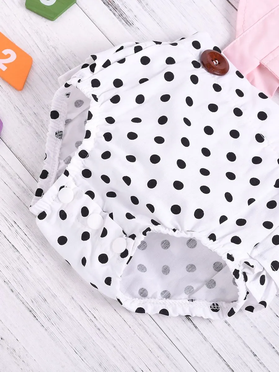 Infant Girl Frilled Polka Dots Bodysuit Onesie Summer