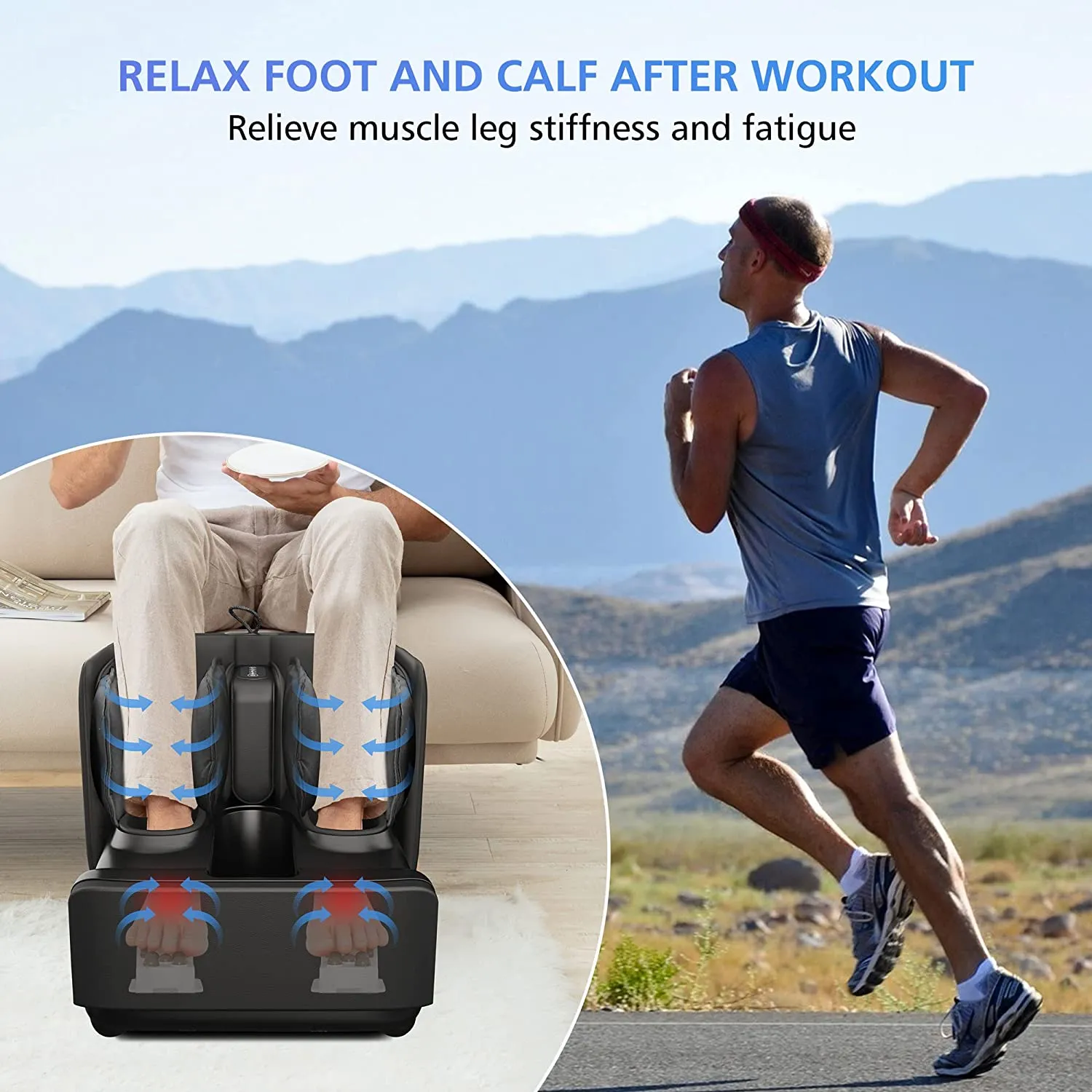 ITEM# 0112   2 in 1 Foot Massager Machine & Ottoman Foot Rest, Shiatsu Foot and Calf Massager with Heat, Kneading, Vibration, Compression Massagers for Feet, Ankle, Calf, Leg, Tired Muscles & Plantar Fasciitis (Watch Video)