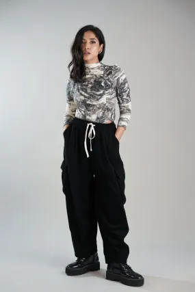 Jet Black Balloon Cargo Pants