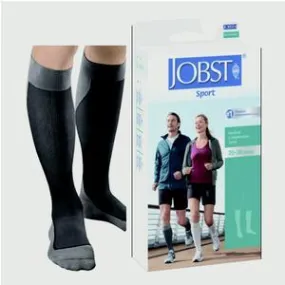 Jobst Sport Sock Knee-High, 20-30, Closed, Medium, Black/Grey