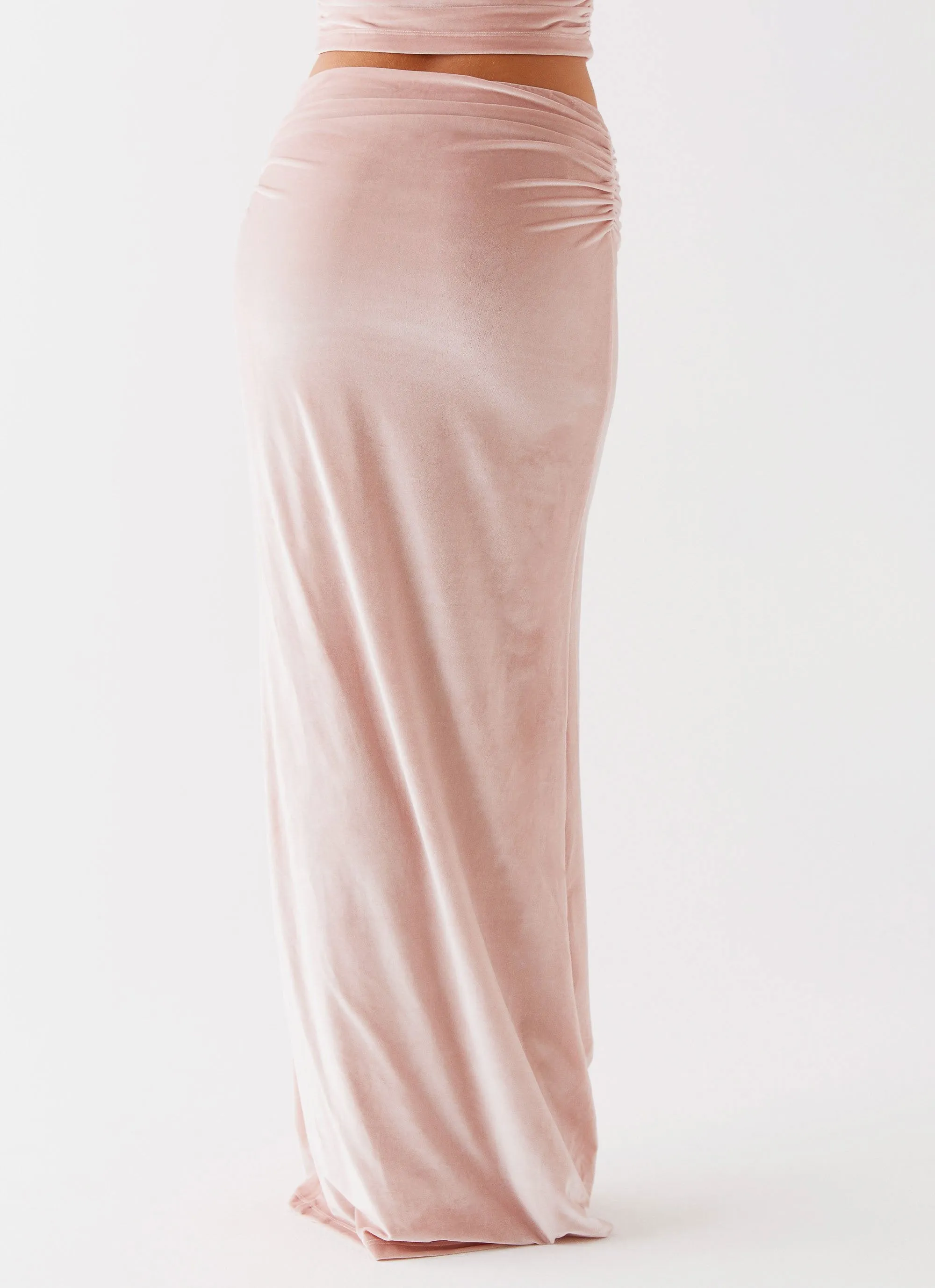 Josie Velvet Maxi Skirt - Pink