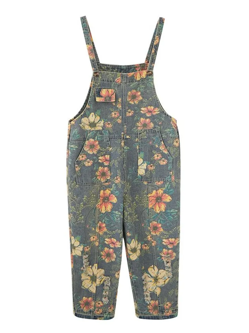 Jump For Joy Floral Print Cotton Overalls Dungaree