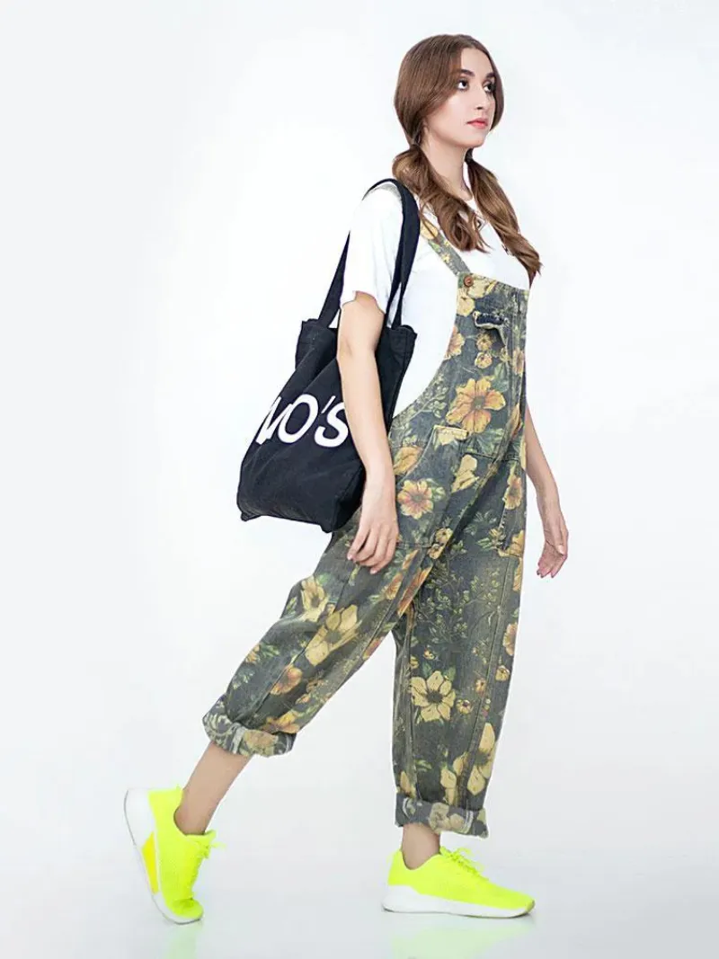 Jump For Joy Floral Print Cotton Overalls Dungaree