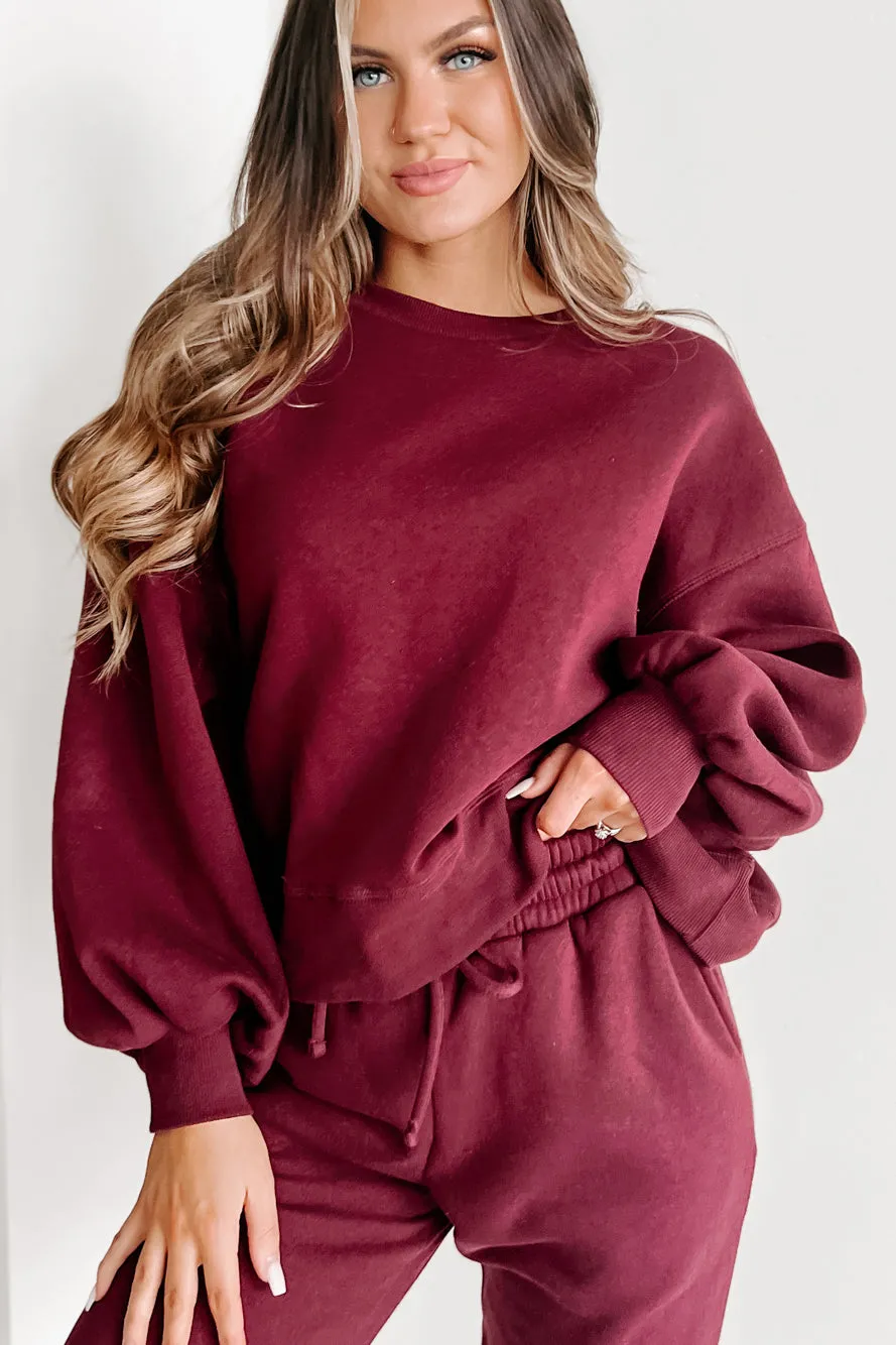 Just Admit It Sweatshirt & Jogger Two-Piece Set (Dark Burgundy)