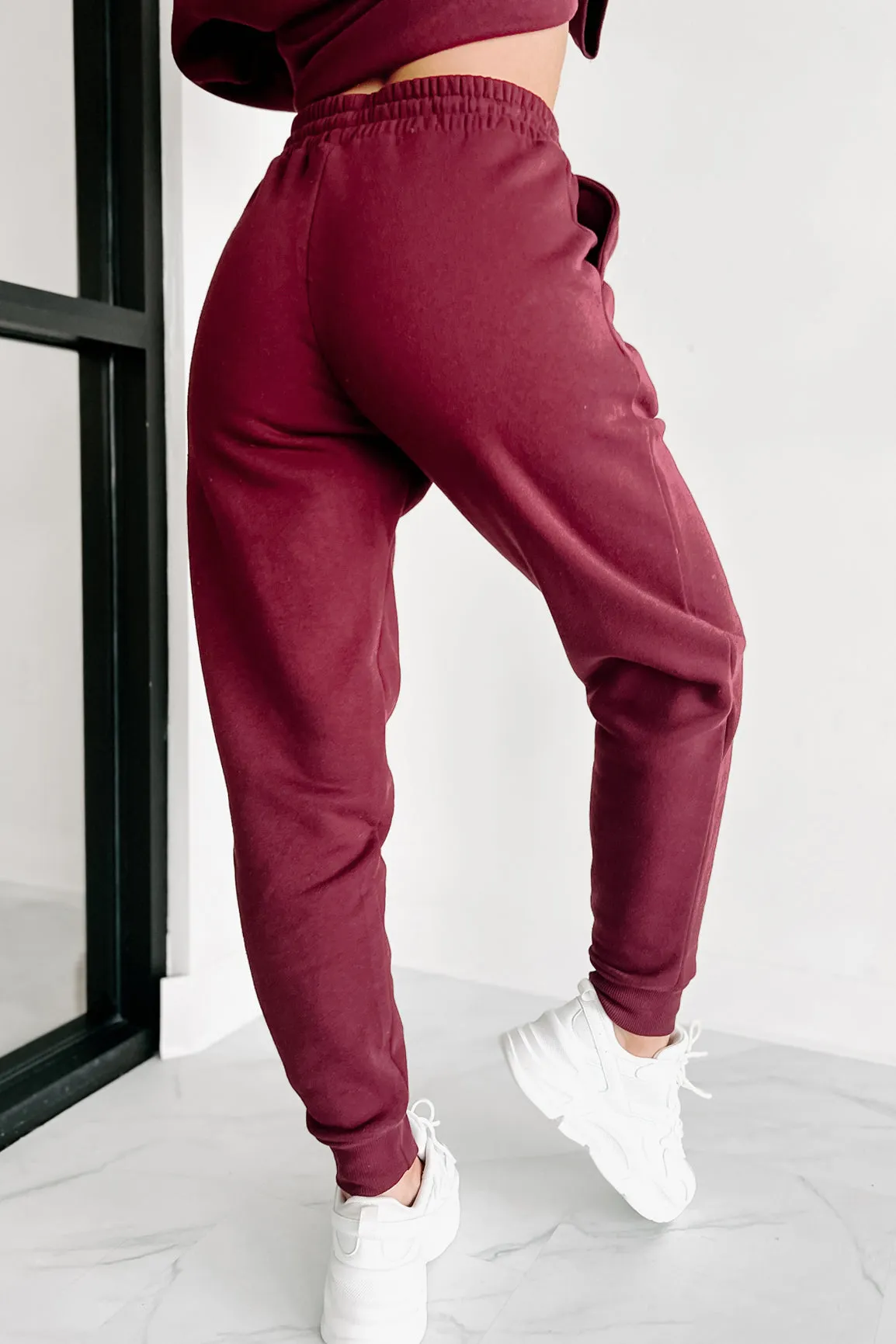 Just Admit It Sweatshirt & Jogger Two-Piece Set (Dark Burgundy)