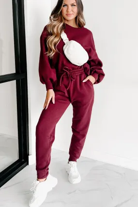 Just Admit It Sweatshirt & Jogger Two-Piece Set (Dark Burgundy)