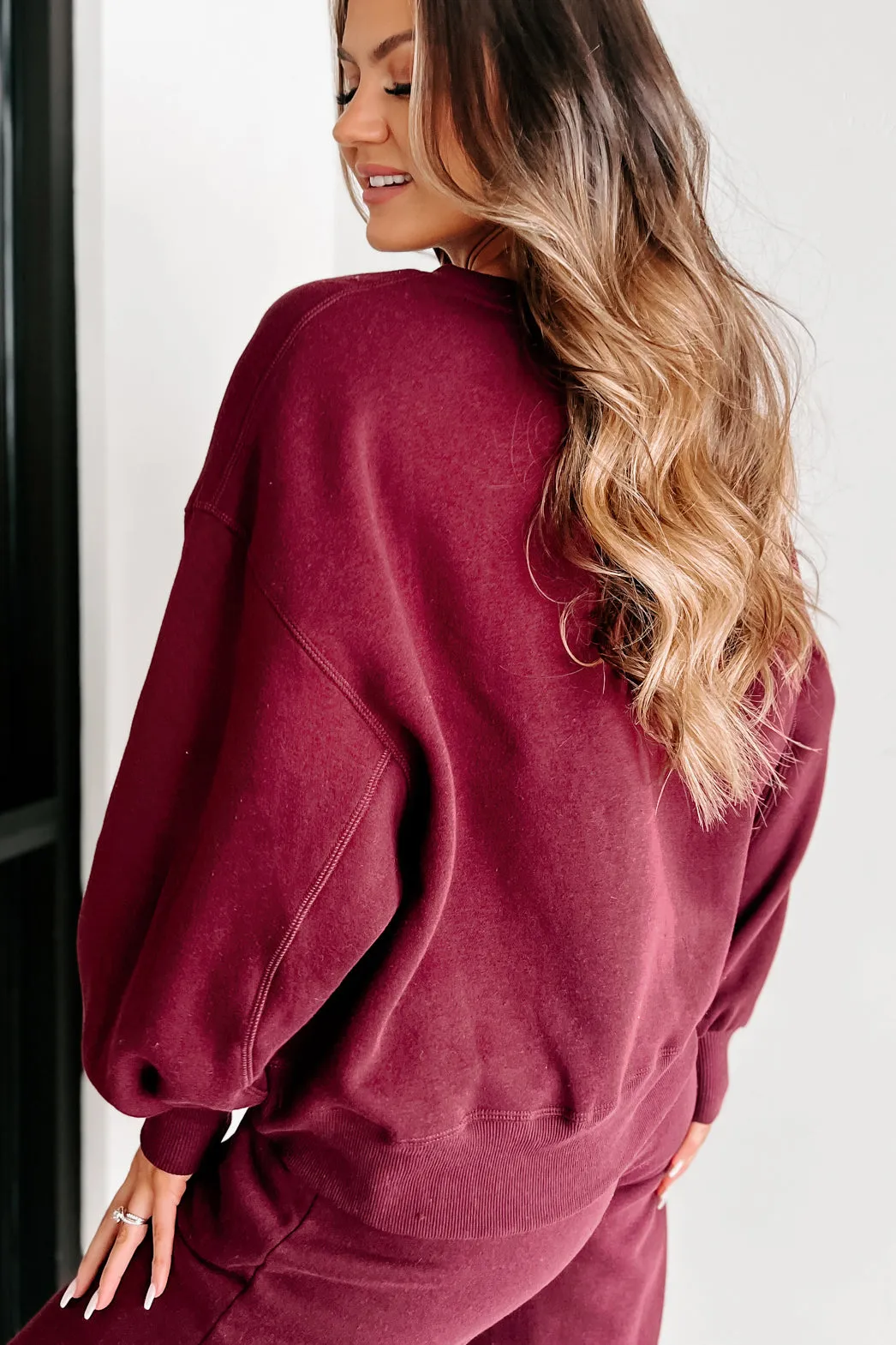 Just Admit It Sweatshirt & Jogger Two-Piece Set (Dark Burgundy)