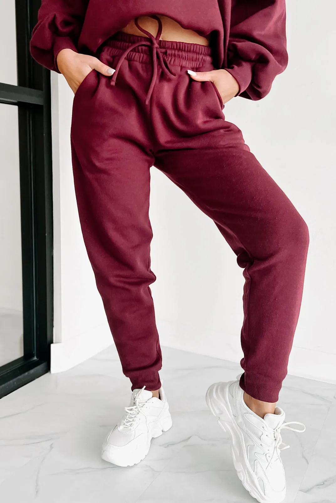 Just Admit It Sweatshirt & Jogger Two-Piece Set (Dark Burgundy)