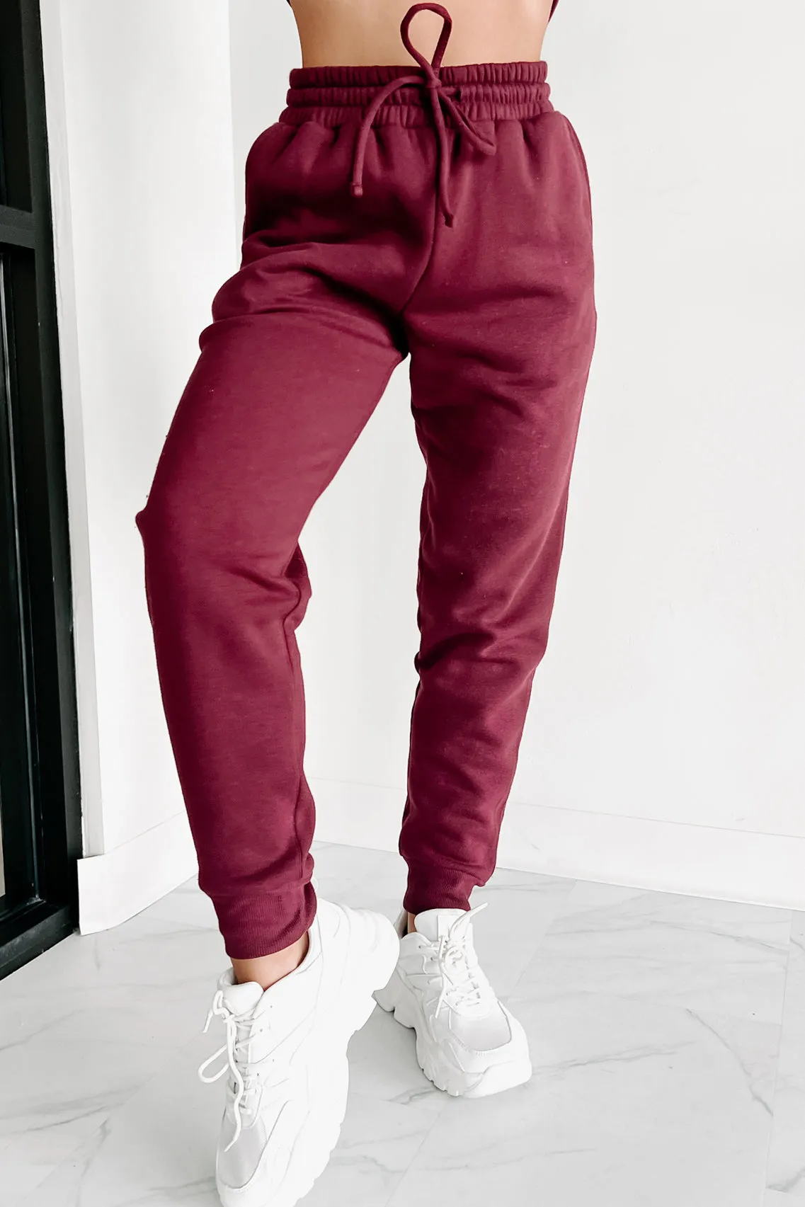 Just Admit It Sweatshirt & Jogger Two-Piece Set (Dark Burgundy)