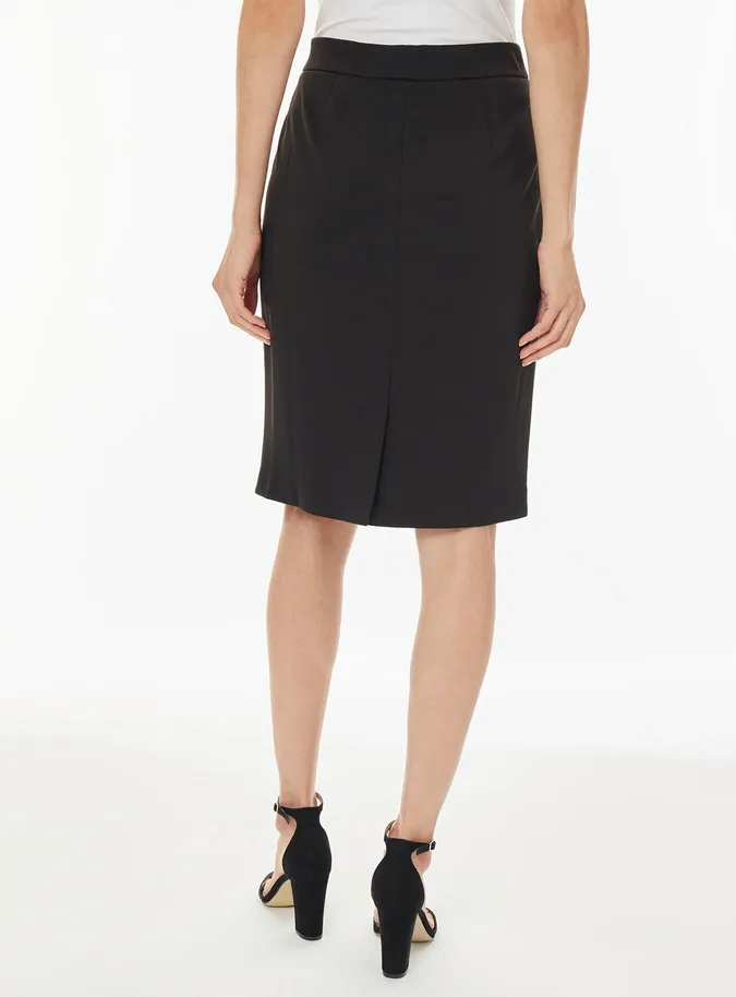 Kasper Ponté-Knit Zip-Pocket Skirt