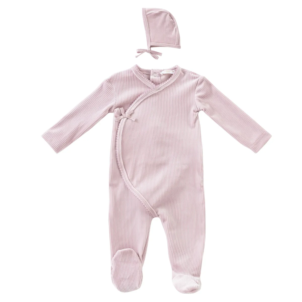 Kipp Baby Lavender Pointelle Velour Footie & Bonnet Set