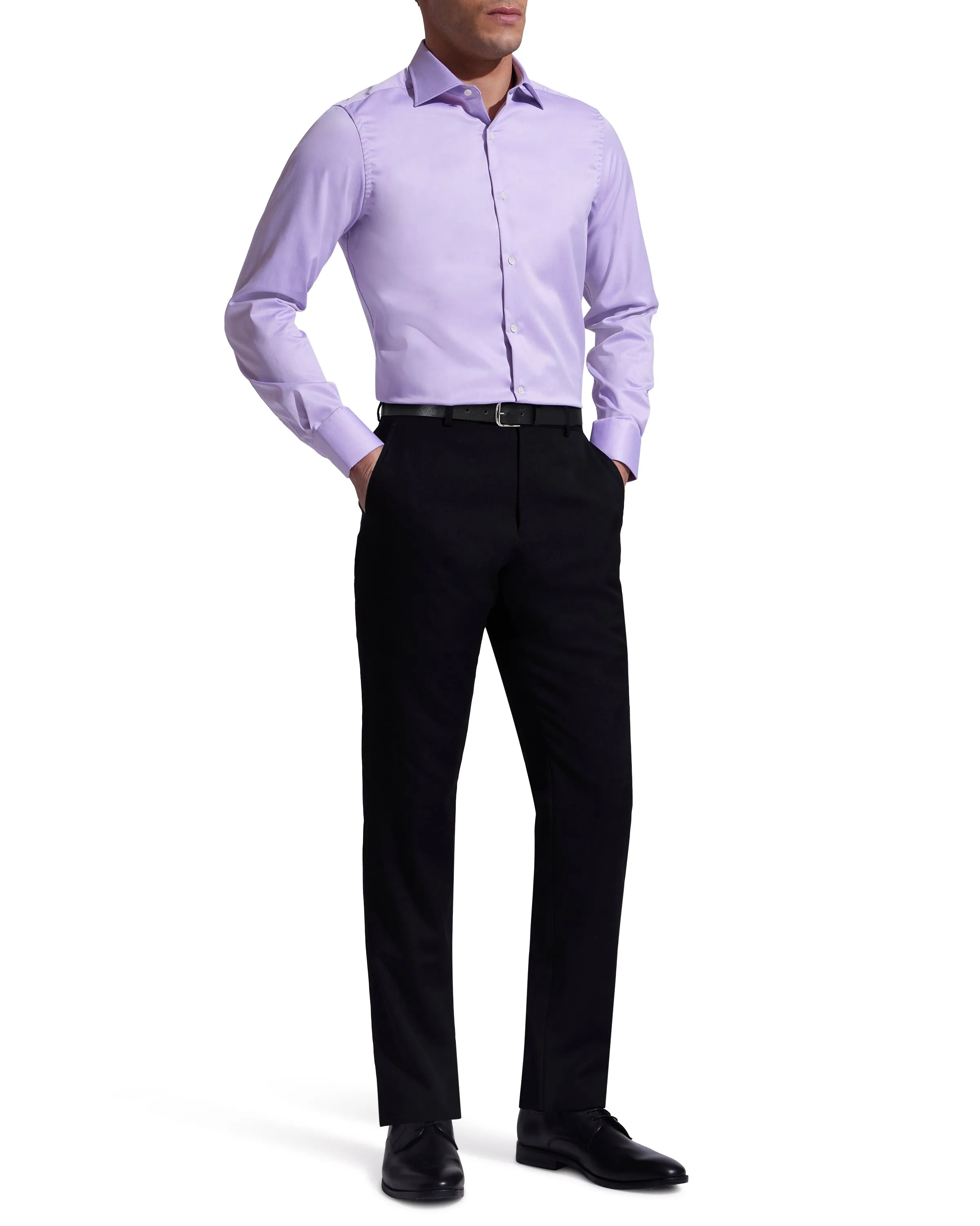 Lavender Twill Natural Stretch Cotton Dress Shirt