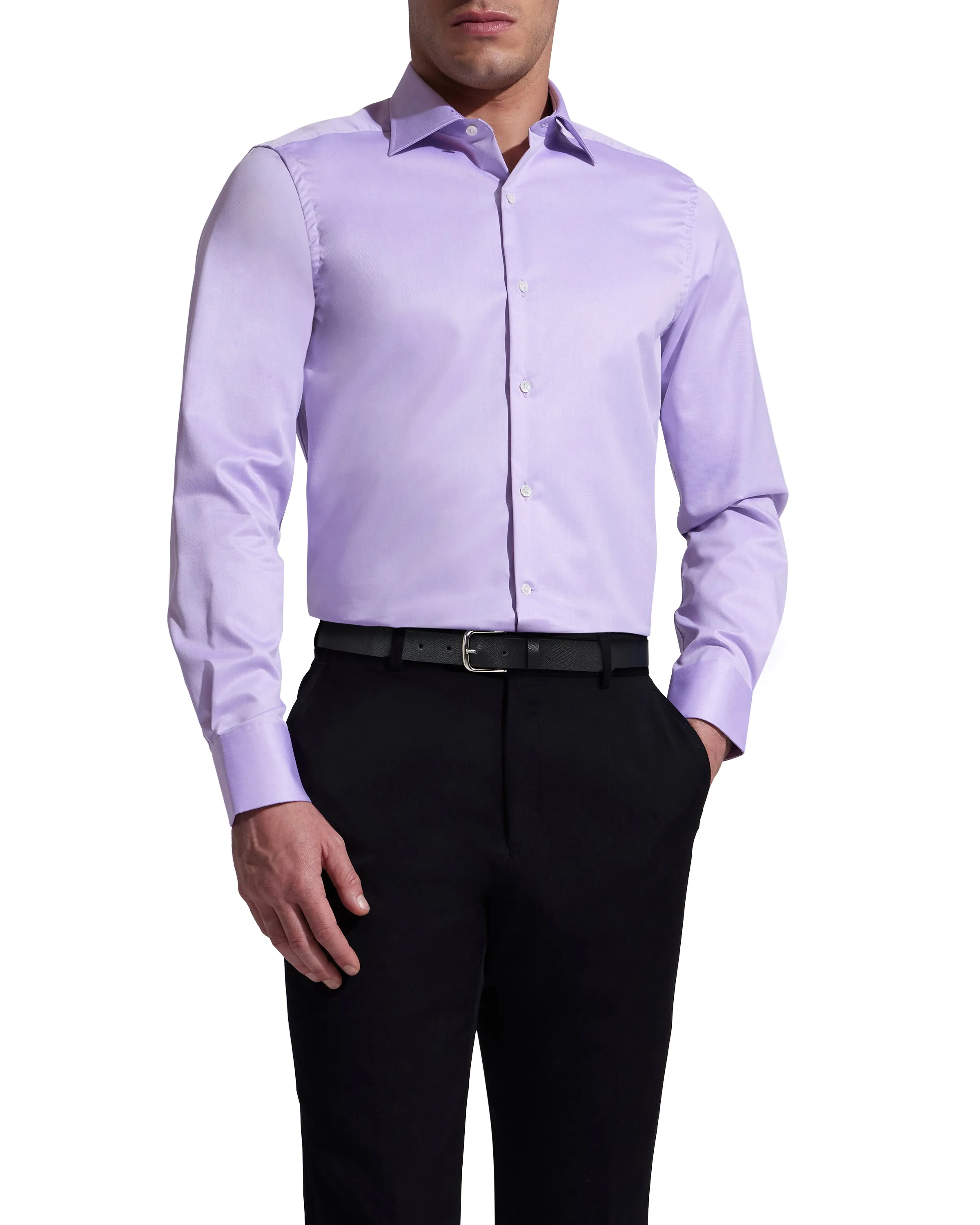 Lavender Twill Natural Stretch Cotton Dress Shirt