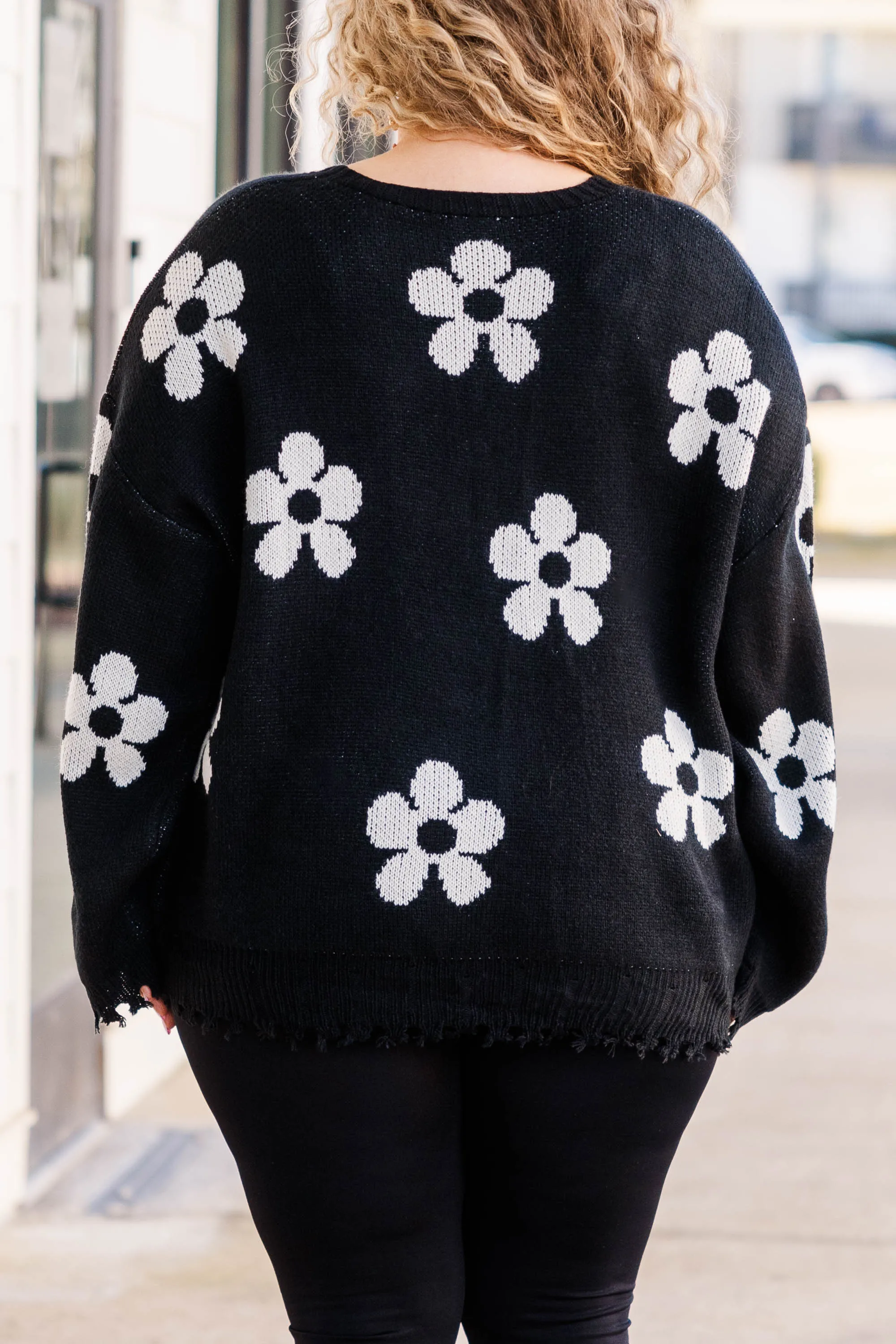 Leave Flowers Cardigan, Black